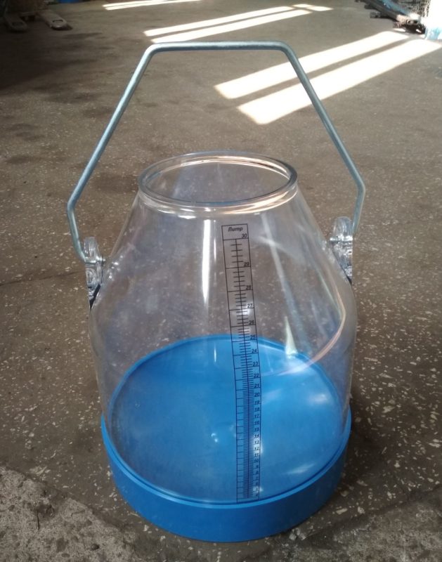 Ведро доильное прозрачное 30 л (синее основание) с мерной шкалой | ЧПУП «Метрасалес»